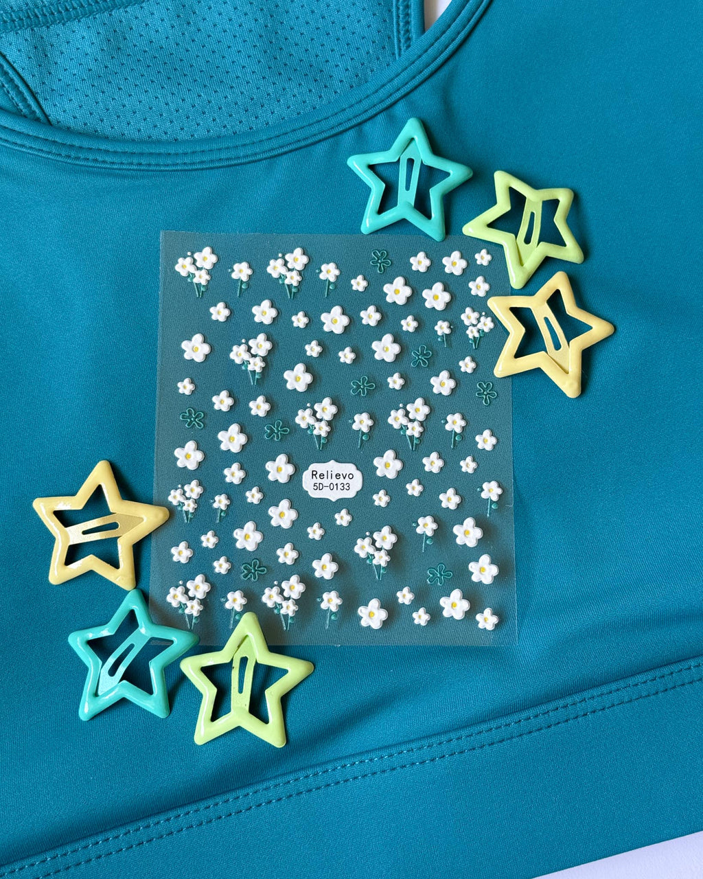 Nail Stickers (one sheet)- White Daisies