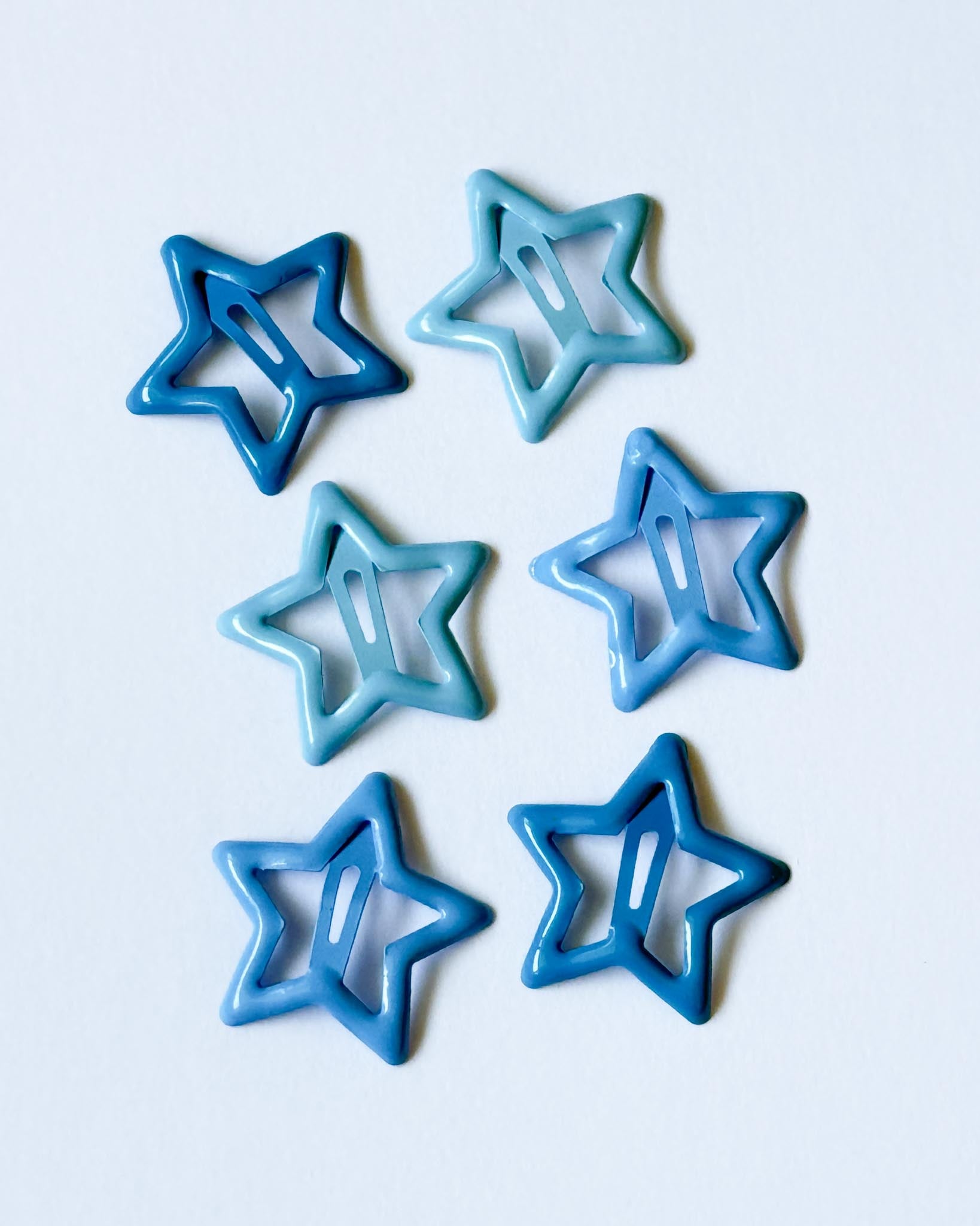 Star Hair Clips (set of six) - Ocean Breeze