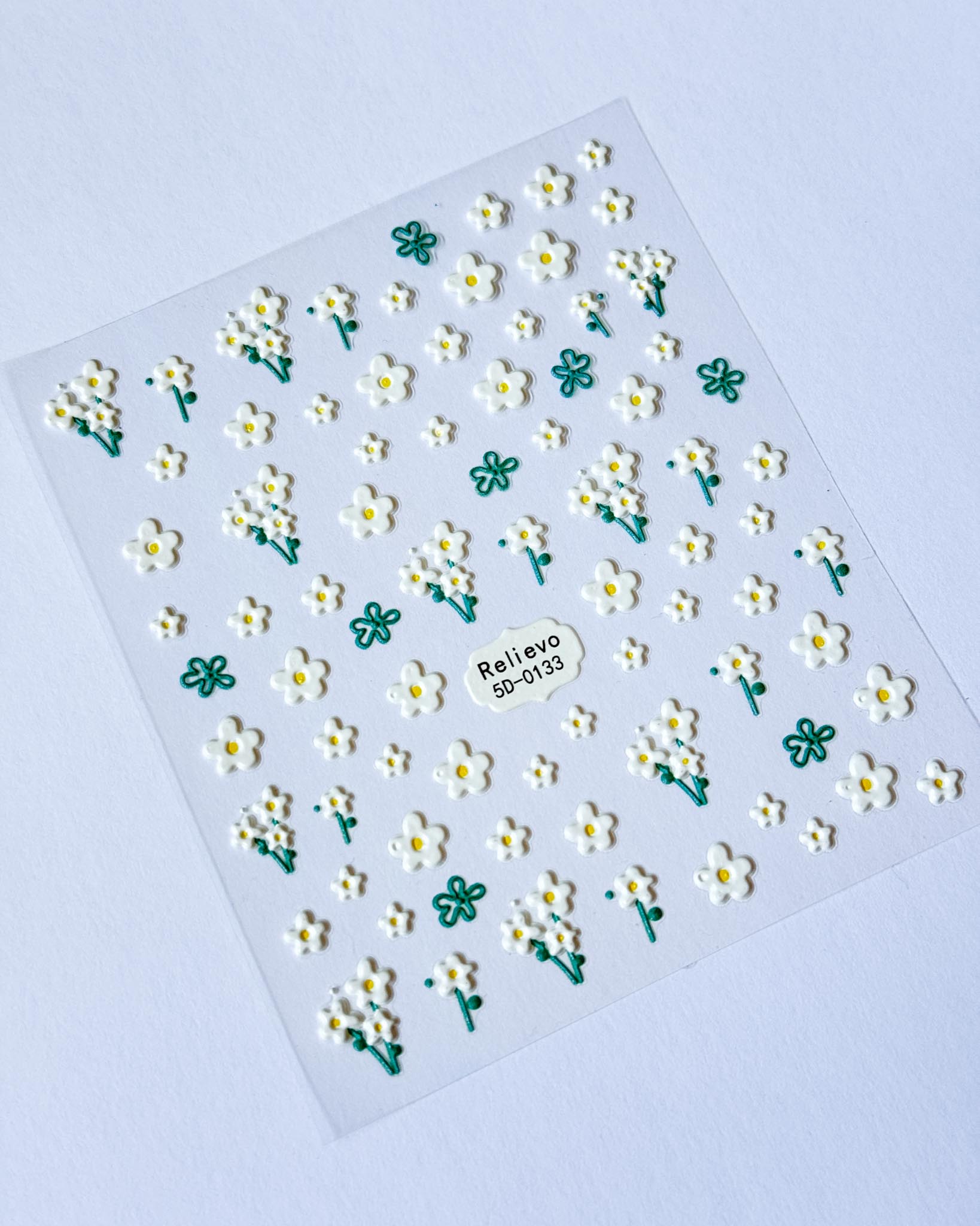 Nail Stickers (one sheet)- White Daisies