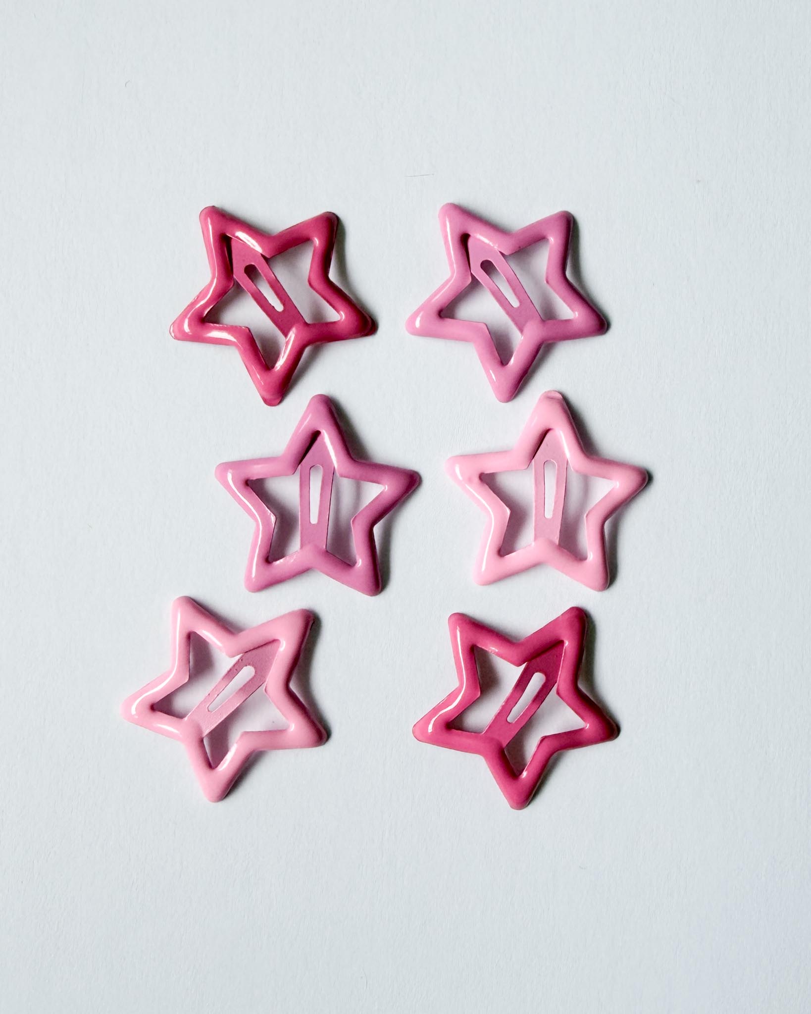 Star Hair Clips (set of six) - Cotton Candy