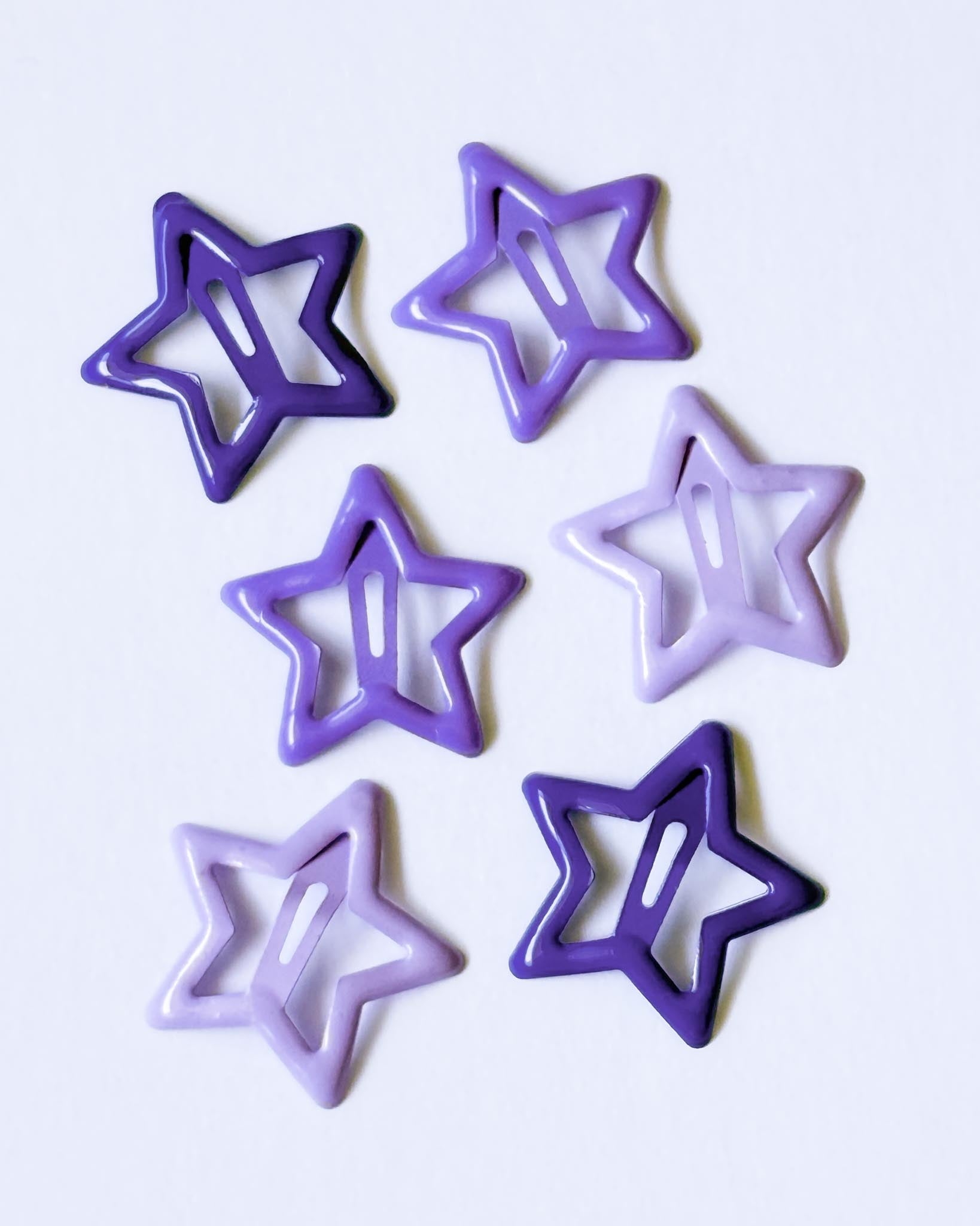 Star Hair Clips (set of six) - Ube Latte